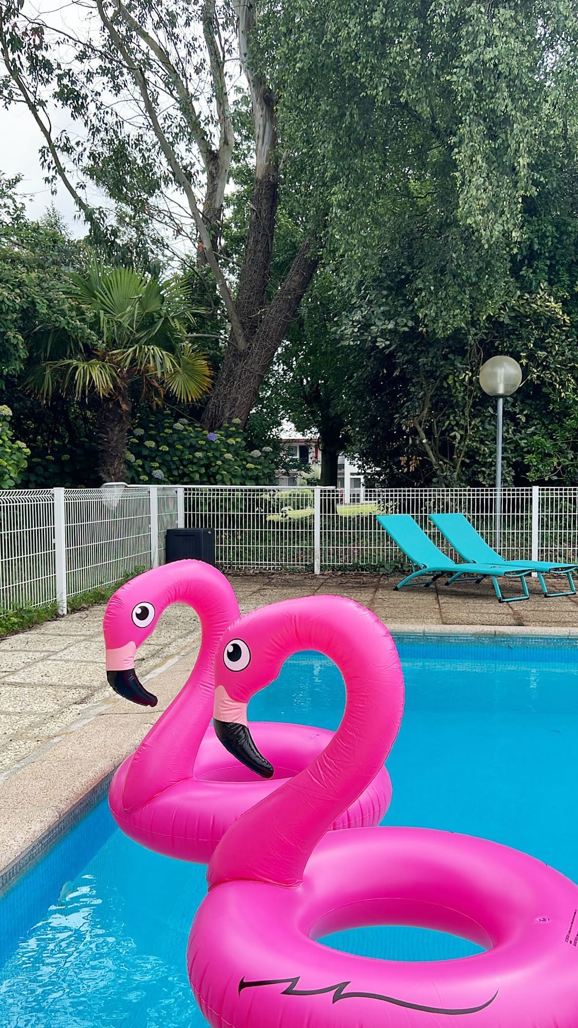 Flamants roses gonflables dans une piscine à Oceania Hotels